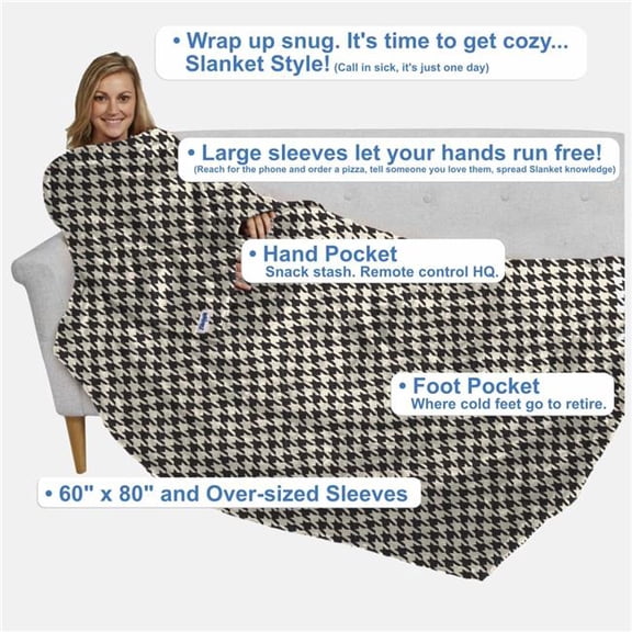 Slanket TUS-HOUNDSTOOTH 60 x 80 in. The Ultimate Blanket - Houndstooth