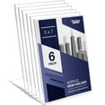 thumbnail image 1 of Slant Back Acrylic Sign Holder 5x7, 6-Pack Clear Frame Stand for Photos, Signs, Menus, Documents, Flyers, and More. Slanted Ad Display Stand for Tabletop Use, 1 of 2
