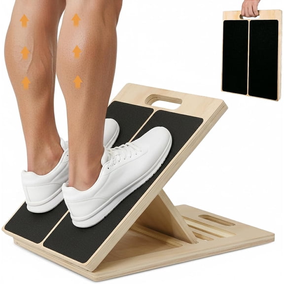 Slant Board for Calf Stretching, 5-Level Adjustable Wooden Incline Board Muscle Relief, Non-Slip Physical Therapy Tilt Board for Exercise, Balance, Leg, Ankle & Knee Recovery, Home Gym