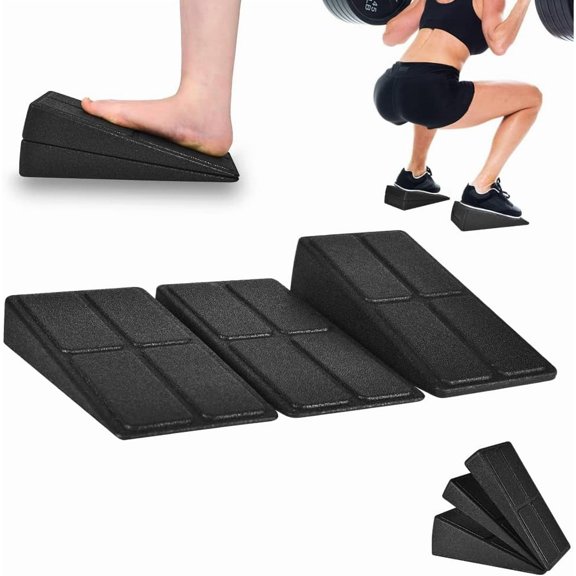 Slant Board Squat Wedge for Calf Stretching,3 Pcs 12" x 6.1" Foot Stretcher Balance Board for Plantar Fasciitis