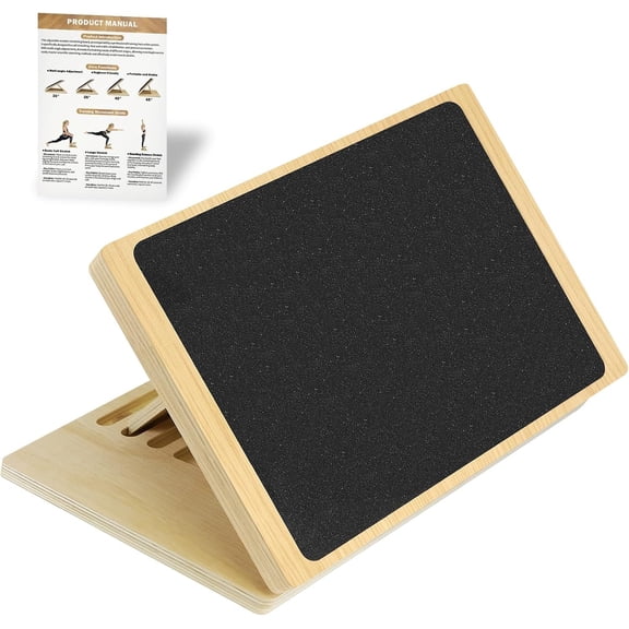Slant Board for Stretching and Exercise, 4 Angle Portable Adjustable Wooden Stretch Board with Poster, 300 Lbs Weight Capacity Velour Board for Physical Equipment