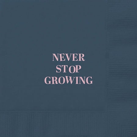 Slant Cocktail Beverage Napkin 5" Square Set of 20 Never Stop Growing Navy Pink