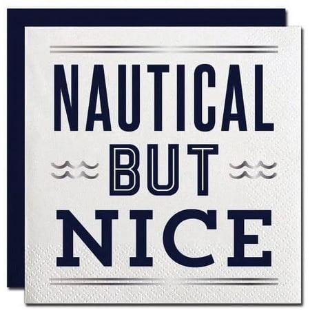 Slant Collection Nautical But Nice Cocktail Beverage Napkins 20ct