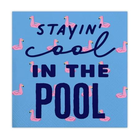 Slant Collections Beverage/Cocktail Paper Napkins, 5 x 5-Inches (20-Count), Cool In Pool