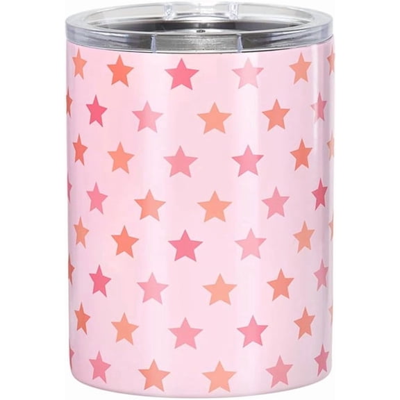 Slant Collections Stainless Steel Insulated Whiskey Tumbler Double Old Fashioned Tumbler with Slider Lid, 12-Ounce, Sip Stars