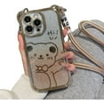 thumbnail image 1 of Slant Cute Bear Glitter Electroplating Full Cover Case, Free Your Hands with Nylon Lanyard, Drop Proof for iPhone 15 14 13 12 11 Pro Max XS XR X Phone Case (Gold,iPhone 14 Plus), 1 of 8