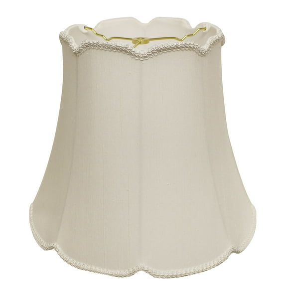 14"W Shantung Fabric Slant Empire Cyliner V Notch Softback Lampshade in White