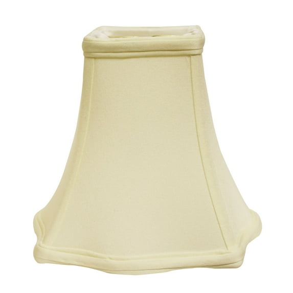 12"W Fabric Slant Fancy Square Softback Lampshade w Washer Fitter in Off-White