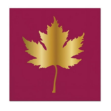 Slant Gold Foil Maple Leaf Paper Beverage Napkins