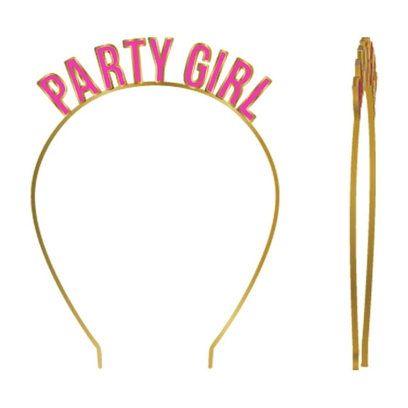 Slant Party Headbands 4.75" x 7" Pink Party Girl