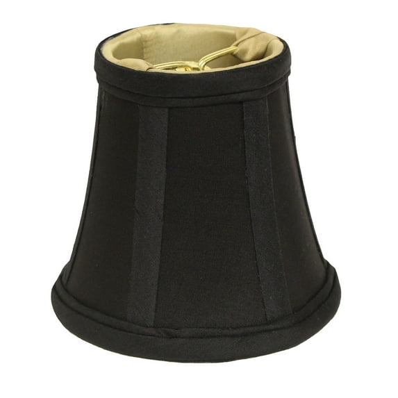 4"W Dupioni Silk Fabric Slant Chandelier Lampshade in Black (Set of 6)