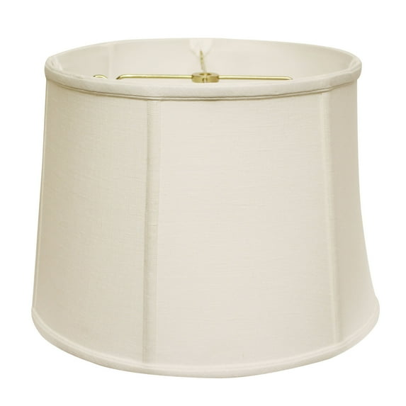 17"W Linen Fabric Slant Retro Drum Softback Lampshade w Washer Fitter in White