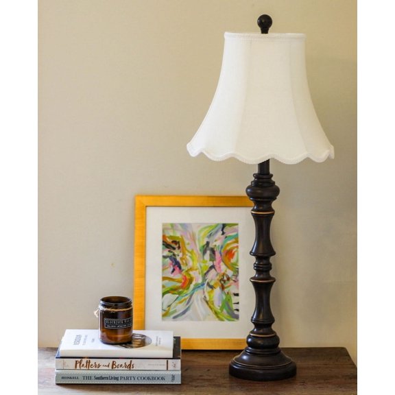 Table Lamps Slant Scallop Bell Softback Lampshade with Washer Fitter, White,Floor Lamps