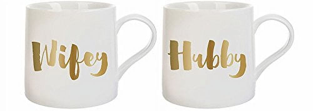 Mr. Right & Mrs. Always Right Coffee Mugs Set Of 2 - 14 Oz Porcelain Novelty Mugs With Gold Handle