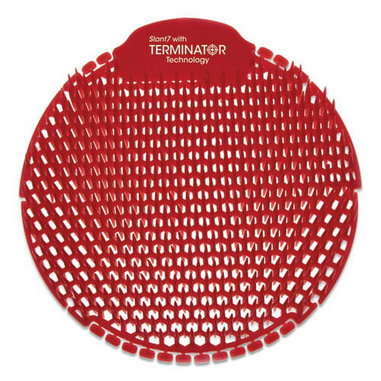 Slant7 with Terminator Urinal Screen, Evergreen Scent, Red, 30/Carton Slant7 with Terminator Urinal Screen, Evergreen Scent, Red, 30/Carton