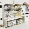 thumbnail image 1 of Slanted Desktop Storage Organizer with 7 Compartments for Pens, Cosmetics, and Office Supplies – Space-Saving Plastic Rack for Home, Dorm, and Office Use, 1 of 7