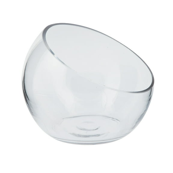 Slanted Glass Round Vase 8In - Home Decor - 1 Piece