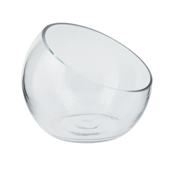 Slanted Glass Round Vase 8In - Home Decor - 1 Piece
