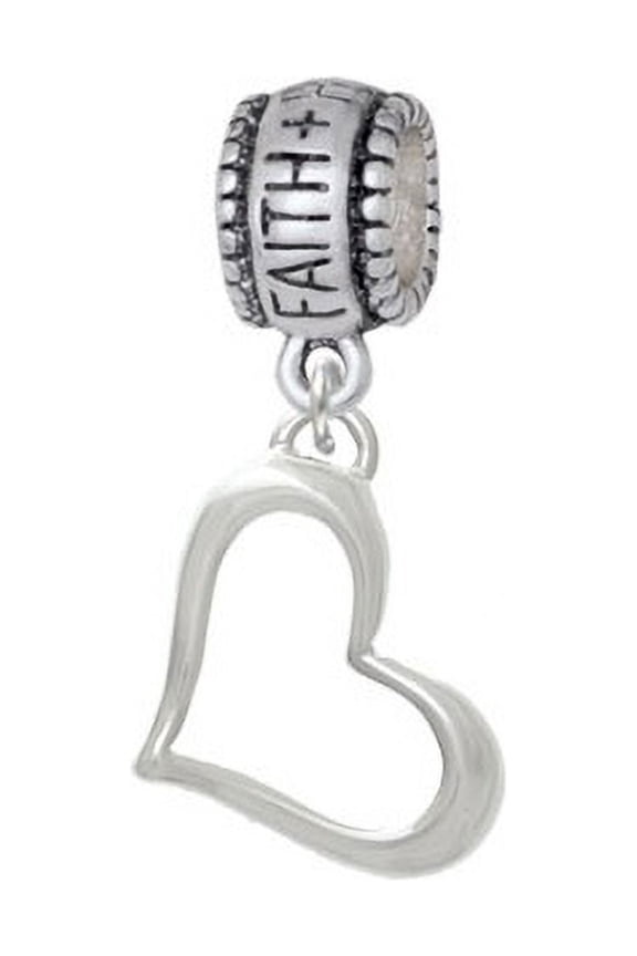 Slanted Open Heart - Faith Hope Love Charm Bead