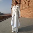 thumbnail image 1 of Slanted Placket Single Button Coat (L, Off-White), 1 of 9