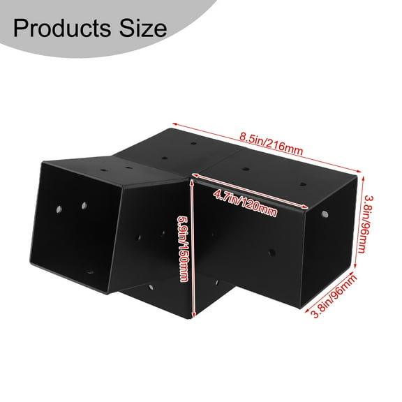 Slanted Roof Pergola Brackets Wall Mount Kit for 4x4 Inch Posts, 3-Way and Unidirectional Options, Steel Hardware Set for Porch Gazebo Construction, Weather-Resistant Black Finish