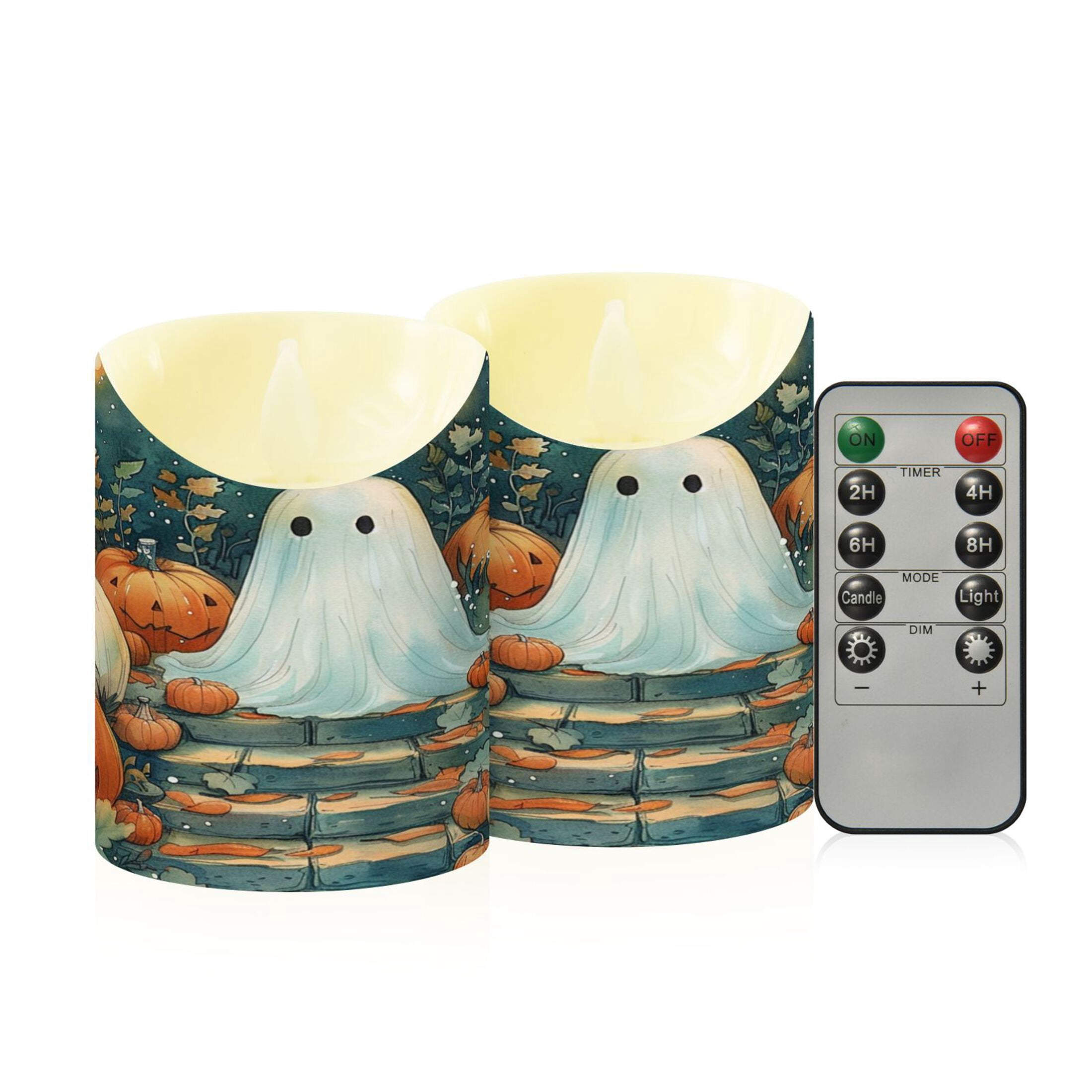 Slanted Top Flameless Candles with Remote Set of 2 Flickering LED ...