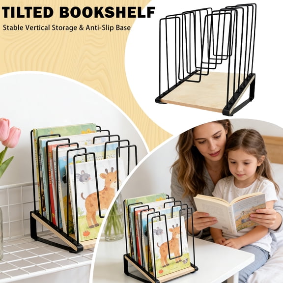 Slanting Bookshelf Leaning Wall Shelf for Home Living Room Bedroom Office Inclined Book Rack Modern Space Saving Storage
