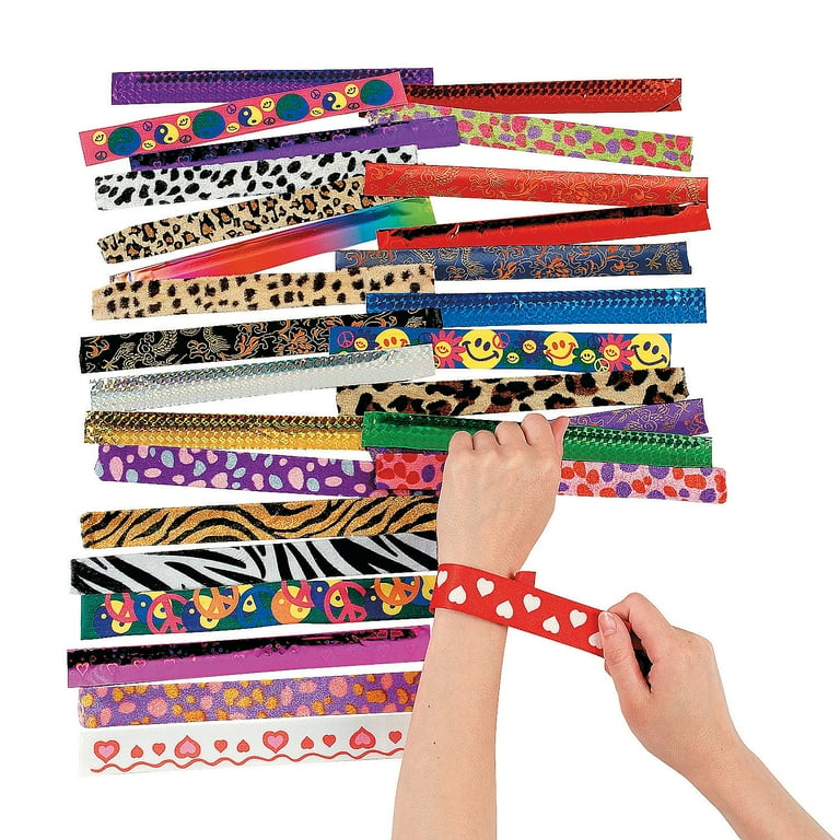 Fun Express Slap Bracelet Assortment, Bulk Party Favors, Kids
