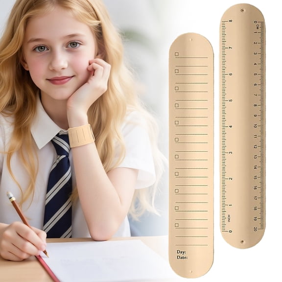 Slap Bracelet Notebook Wristband,9.37X1.77 inch Grid Blank Write On Memo Note Slap Band with Ruler Mark,Portable Student Planner Reminder Wrist Ruler,Multi-purpose Daily To-do List Bracelet
