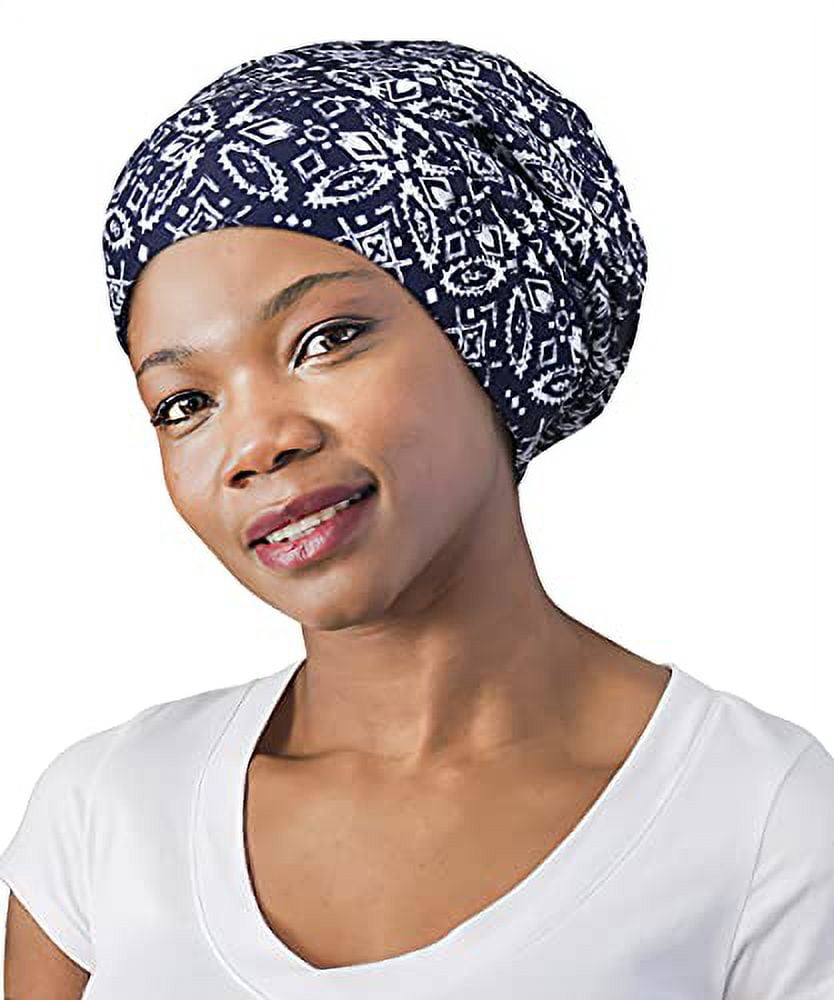 Slap Cap, Satin Lined .. Bamboo Outer Sleep Black .. Women Frizzy Hair 