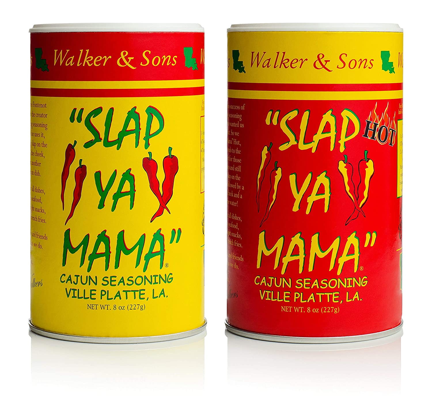 Slap Ya Mama All Natural Cajun Seasoning, MSG Free, 8 Ounce Can Variety 3-Pack (Original, Hot, White Pepper)