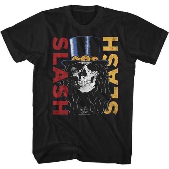Slash Double Slash Skull Black Adult T-Shirt 4Xlt