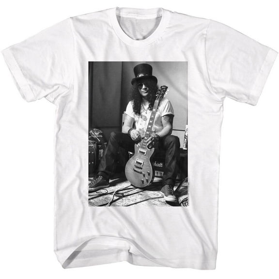 Slash Guns N Roses Bw Slash Guitar White Adult T-Shirt