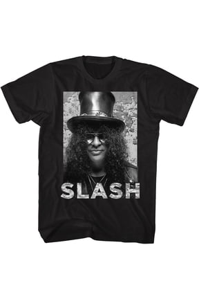 Slash Guns N Roses Portrait Name Black Adult T-Shirt