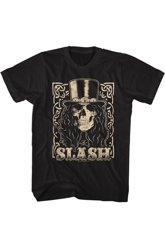 Slash Guns N Roses Slash Skull Cream Black Adult T-Shirt