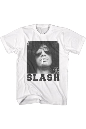 Slash Guns N Roses Smoking Slash White Adult T-Shirt