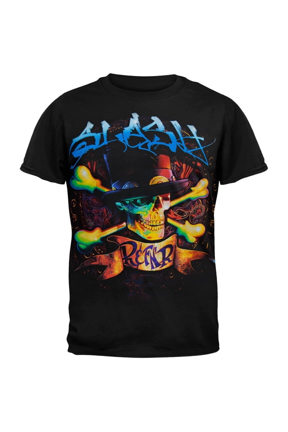 Men's Blue Letters Top Hat Crossbones Black Short Sleeve T Shirt