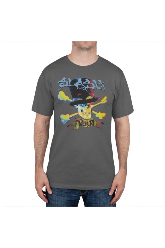 Men's Blue Letters Top Hat Crossbones Short Sleeve T Shirt