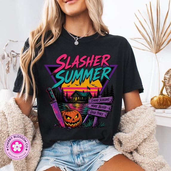 Slasher Summer Shirt, Retro Horror Camp Tee, Summerween T-Shirt, Spooky Camp Tee