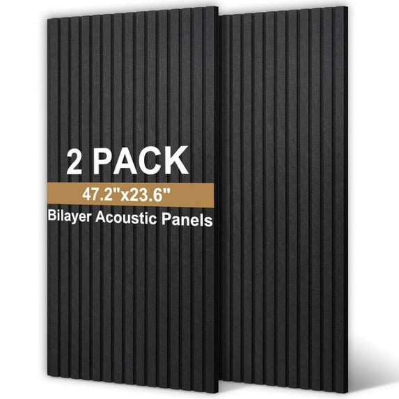 DOLLAR BOSS Slat Acoustic Panels 2 Pack Acoustic Panels, 47.2" X 23.6" Decorative Sound Proof Felt Panels, Slat Wall Panels for Wall Decor Sound Absorbing Panel Bedroom Sound Blocker Room Wall Decor