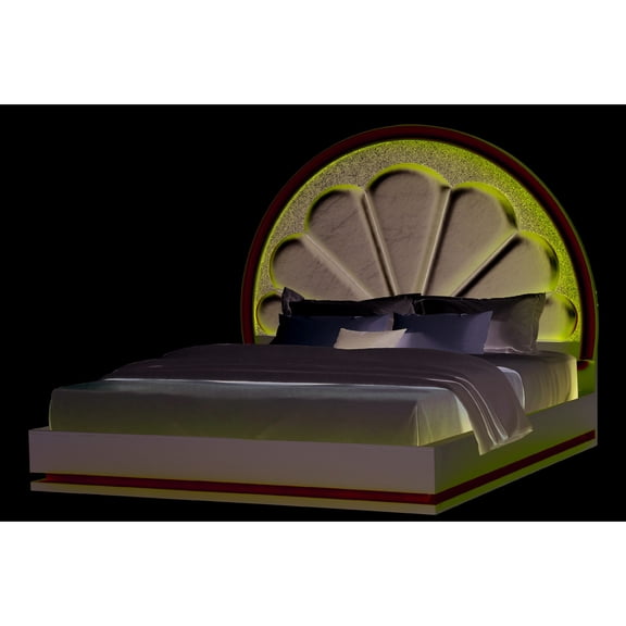 Slat Bed with Moon Shaped Headboard / Upgrade Bedroom with Contemporary Style