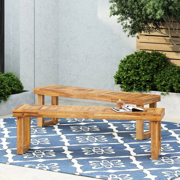 Slat - Paneled Acacia Bench / Enhances Outdoor Dining Experience