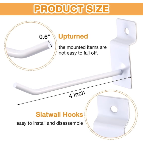 Slat Wall Hooks 100-Pack – Durable Wall Mount Accessories for Retail, Garage, and Craft Organization