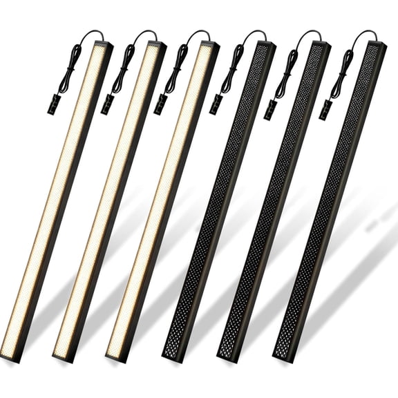 Cefrank LED Slat Wall Lights, 6-Pack 16 inch Dimmable Cozy Strip Lights with Touch Switch Lumisense Matte Black Finish, 3000K Warm White