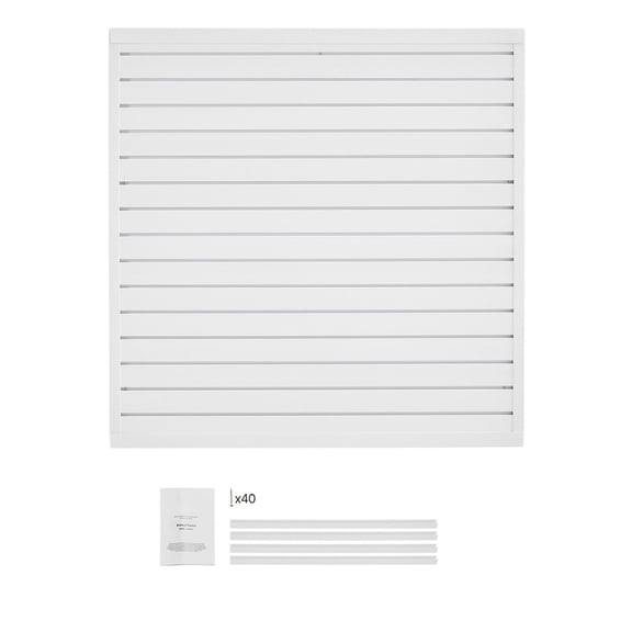 Slat Wall Paneling 4x4ft, PVC Garage Slatwall, White Modular Slatted Wall Panels - Easy Install, Adjustable Storage & Display, 16 sq ft