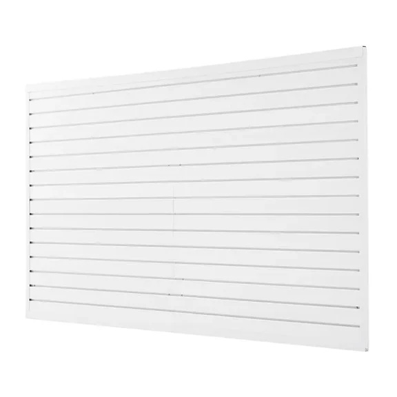 Slat Wall Paneling, 8 x 4 ft, PVC Garage Slatwall with Modular Design, White Slat Wall Easy-to-Install Adjustable Slatwall Panel with Coupling Structure & DIY Cutting, Fits for Storage & Display