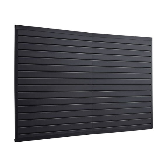 Slat Wall Paneling 8x4 ft, PVC Garage Slatwall, 32 sq ft Black Modular Wall Panels - Garage Storage & Organization, Workshop, Retail Display