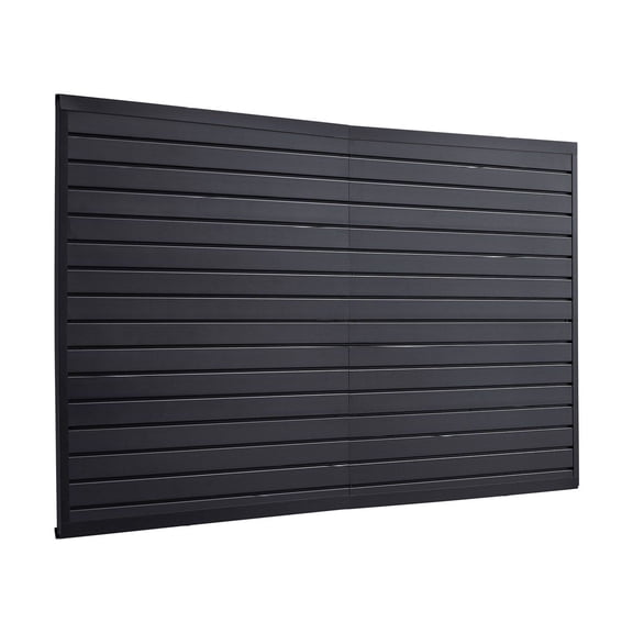 Slat Wall Paneling 8x4 ft, PVC Garage Slatwall, 32 sq ft Black Modular Wall Panels - Garage Storage & Organization, Workshop, Retail Display