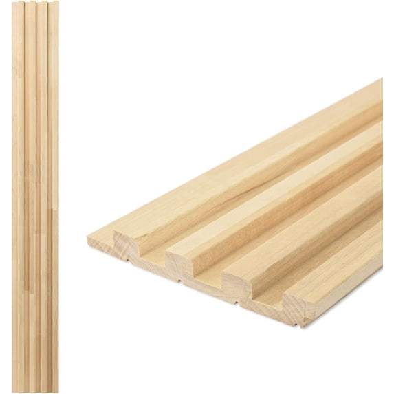 Slat Wood Wall Paneling for Interior and Ceiling Decoration - Pack of + End-Trim Size x Smoked Oak