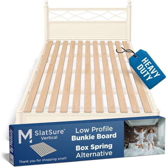 SlatSure Queen Size Bunkie Board Heavy Duty Vertical Bed Slats & Foldable Wooden Support Board for Sagging Mattress or Platform Bed Frame, Box Spring Alternative and Replacement